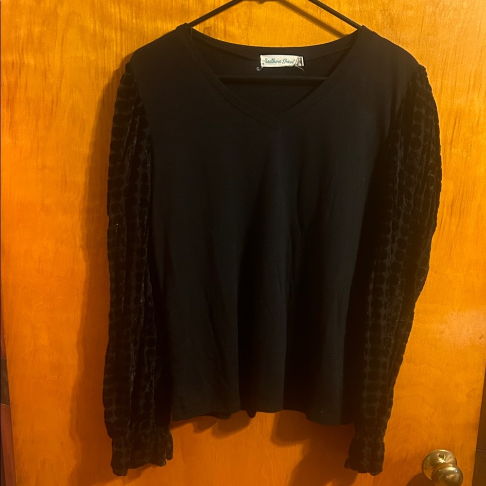 Southern Grace Black Long Sleeve Top